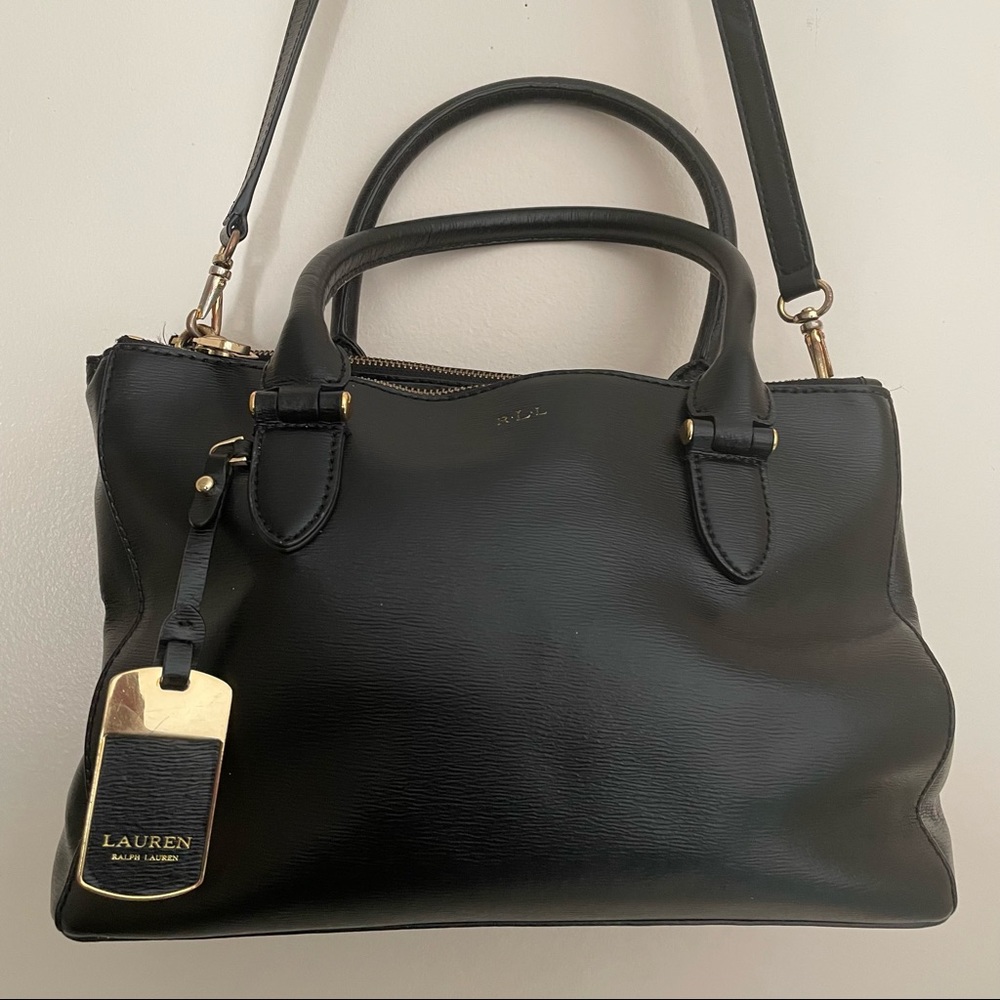 LAUREN RLL RALPH LAUREN black CROSSBODY / HAND LEATHER BAG.